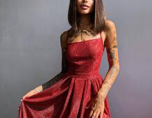 Сяюча сукня максі  зі шнурівкою на спинці Сяюча сукня максі  зі шнурівкою на спинці | PUSHKA SHOP