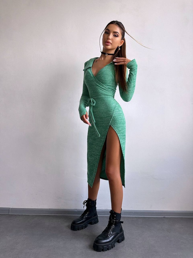 Трикотажна сукня із запахом | PUSHKA SHOP