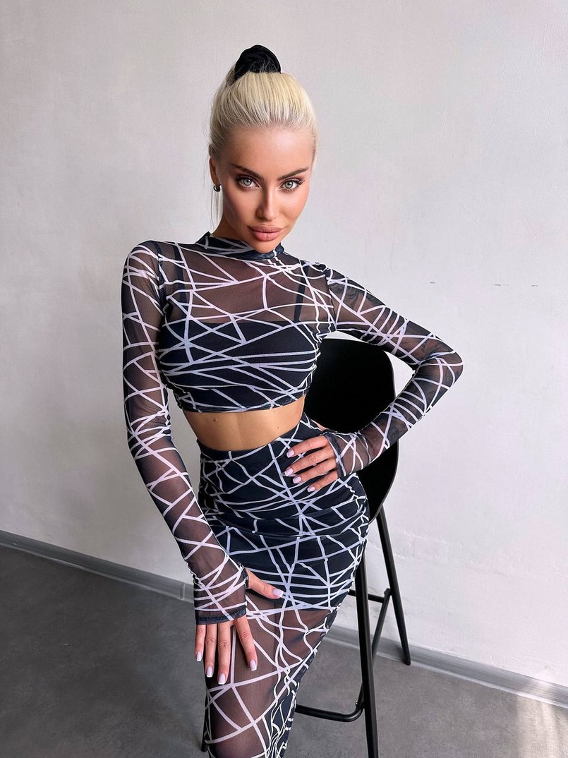 Комплект: топ + спідниця міді   | PUSHKA SHOP