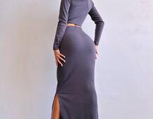 Трикотажний комплект: топ з елементами корсету та спідниця з розрізами  | PUSHKA SHOP