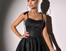 Блискуча корсетна сукня з пишною подвійною спідницею Блискуча корсетна сукня з пишною подвійною спідницею | PUSHKA SHOP