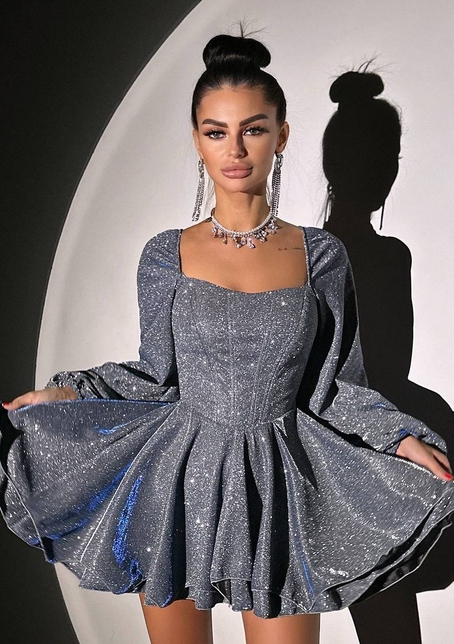 Сяюча корсетна сукня з пишною подвійною спідницею та об‘ємними рукавами | PUSHKA SHOP