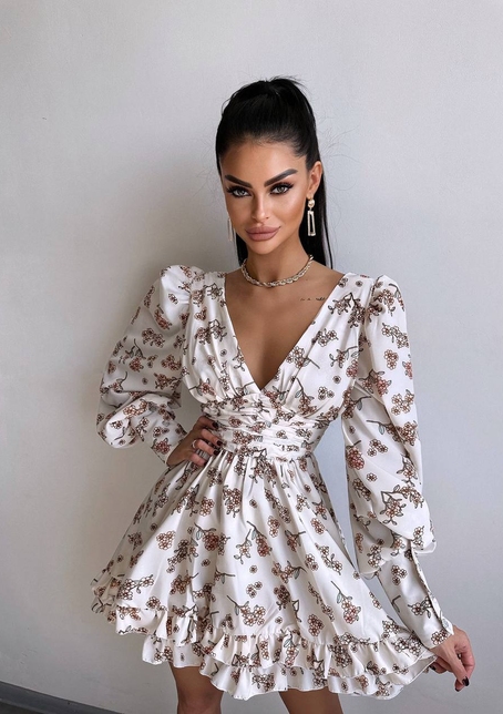 Сукня міні з пишною спідницею та драпіруванням на талії | PUSHKA SHOP