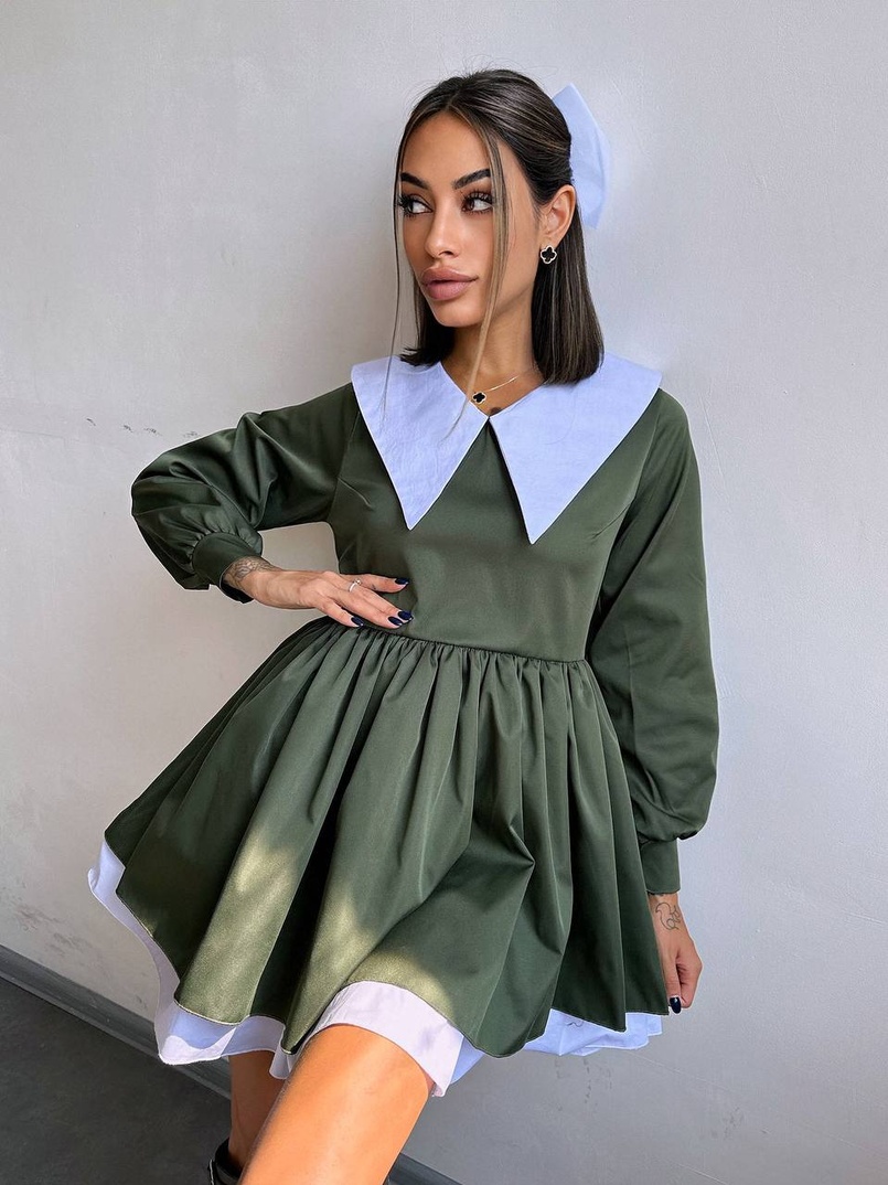 Котонова сукня з комірцем + бант  Котонова сукня з комірцем + бант  | PUSHKA SHOP