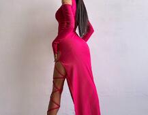 Трикотажна сукня з зав’язкою на ніжку   | PUSHKA SHOP