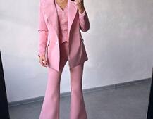 Костюм: піджак на підкладці, штани кльош+ жилет  Костюм: піджак на підкладці, штани кльош+ жилет  | PUSHKA SHOP