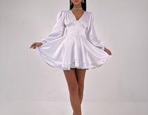 Атласна корсетна сукня  з пишною подвійною спідницею  | PUSHKA SHOP