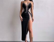 Сукня міді декорована стразами   | PUSHKA SHOP