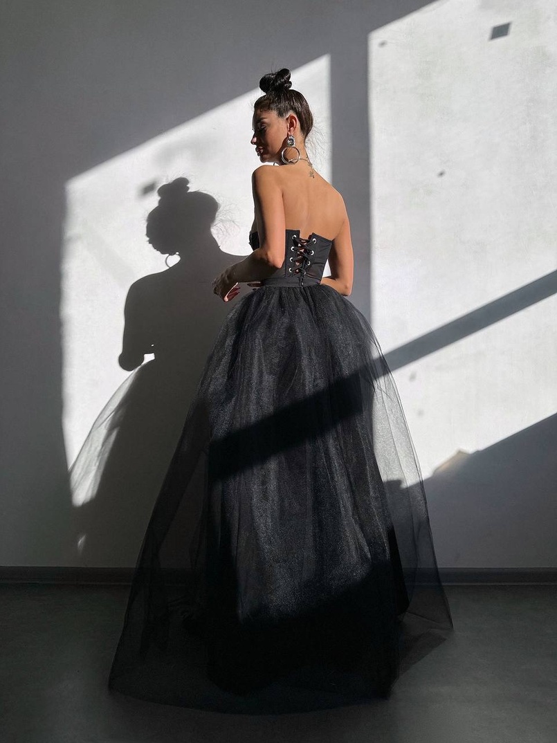 Комплект: корсет бюстьє декорований стразами + пишна спідниця максі  Ручна робота  | PUSHKA SHOP