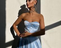 Комплект: корсет-бюстьє , декорований стразами  + спідниця максі з розрізом   | PUSHKA SHOP