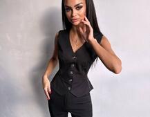 Костюм: піджак на підкладці, штани кльош+ жилет  Костюм: піджак на підкладці, штани кльош+ жилет  | PUSHKA SHOP