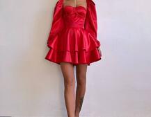 Атласна корсетна сукня бюстьє з пишною подвійною спідницею та об‘ємними рукавами | PUSHKA SHOP