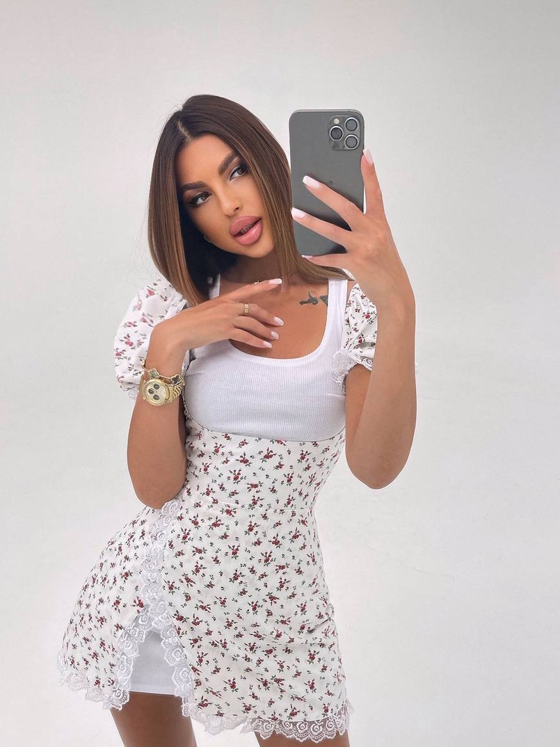 Сукня з квітковим принтом декорована мереживом  Сукня з квітковим принтом декорована мереживом  | PUSHKA SHOP