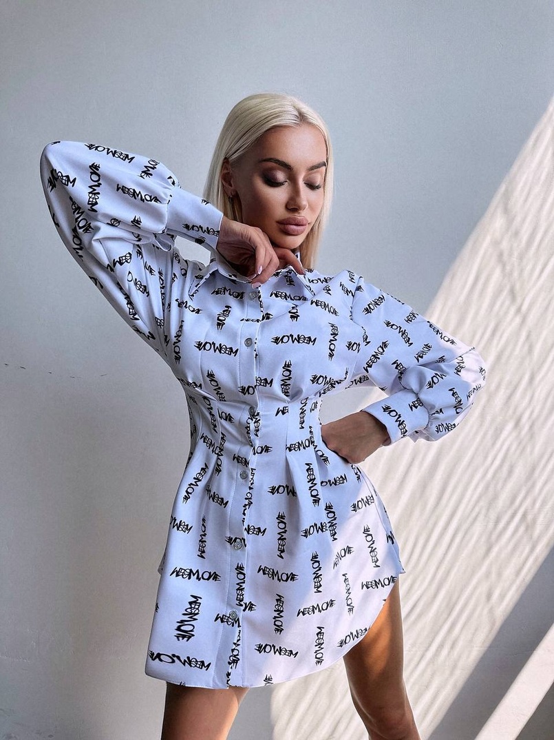 Приталена сорочка з принтом Приталена сорочка з принтом | PUSHKA SHOP