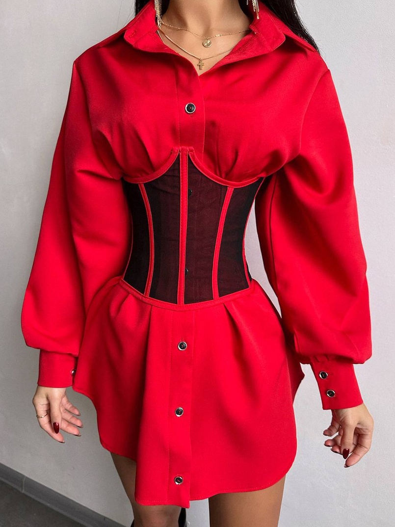 Приталена сорочка + корсет  | PUSHKA SHOP