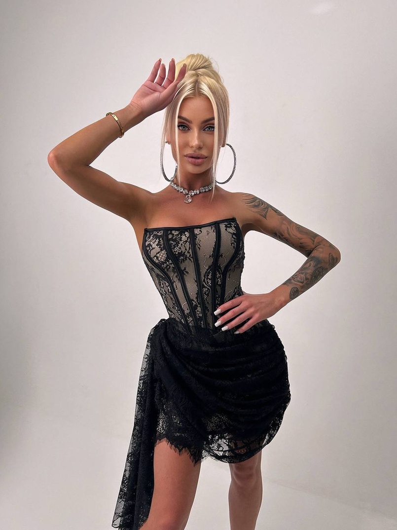 Мереживна сукня міні зі шлейфом   Мереживна сукня міні зі шлейфом   | PUSHKA SHOP