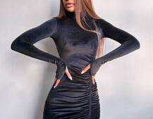 Оксамитова сукня  із зав'язкою на ніжку з трояндою | PUSHKA SHOP