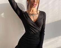 Трикотажное платье с присобранной юбкой Трикотажное платье с присобранной юбкой | PUSHKA SHOP