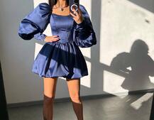 Сукня з обʼємними рукавами та спідницею балоном  Сукня з обʼємними рукавами та спідницею балоном  | PUSHKA SHOP