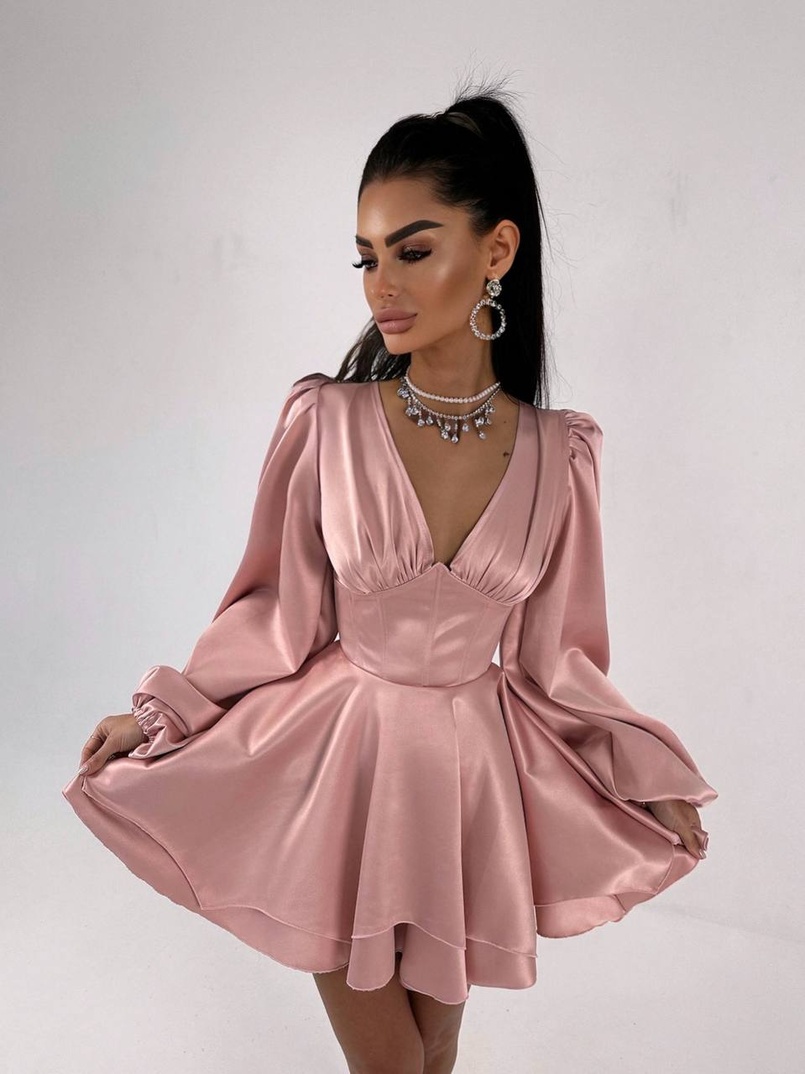 Атласна корсетна сукня  з пишною подвійною спідницею  | PUSHKA SHOP