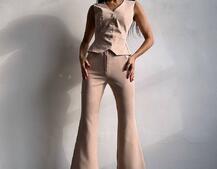 Костюм: піджак на підкладці, штани кльош+ жилет  | PUSHKA SHOP