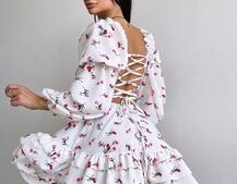 Квіткова сукня з воланами та шнуровкою по спинці | PUSHKA SHOP