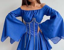 Шифонова сукня на підкладці з розкльошеними рукавами з асиметричною спідницею + корсет декорований стразами Ручна робота! Шифонова сукня на підкладці з розкльошеними рукавами з асиметричною спідницею + корсет декорований стразами Ручна робота! | PUSHKA SHOP