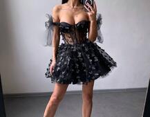 Ефектна сукня-міні з об’ємним декором метеликами  | PUSHKA SHOP