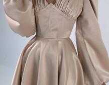 Атласна корсетна сукня  з пишною подвійною спідницею  | PUSHKA SHOP