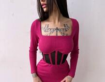 Сукня-міді  з елементами корсету   | PUSHKA SHOP