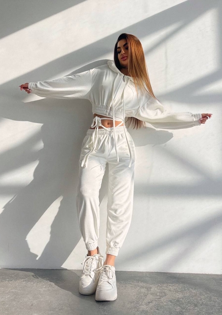 Велюровий комплект трійка: кофта + корсет з чашечками + джогери  | PUSHKA SHOP