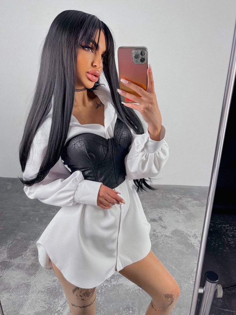 Приталена сукня-сорочка+корсет з еко-шкіри с крокодиловим ефектом Приталена сукня-сорочка+корсет з еко-шкіри с крокодиловим ефектом | PUSHKA SHOP