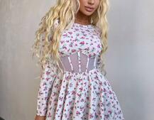 Корсетна сукня з пишною спідницею в квітковий Принт  | PUSHKA SHOP