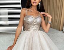 Платье-бюстье с пайетками и пышной фатиновой юбкой   | PUSHKA SHOP