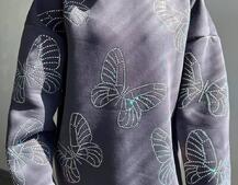 Трендове худі over size із сяючими стразами  | PUSHKA SHOP