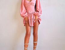 Комплект: сукня з подвійною спідницею + корсет, декорований стразами    Комплект: сукня з подвійною спідницею + корсет, декорований стразами    | PUSHKA SHOP