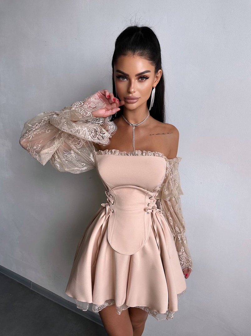 Сукня з корсетом декорована мереживом  Сукня з корсетом декорована мереживом  | PUSHKA SHOP