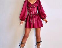 Комплект: сукня з подвійною спідницею + корсет, декорований стразами    Комплект: сукня з подвійною спідницею + корсет, декорований стразами    | PUSHKA SHOP