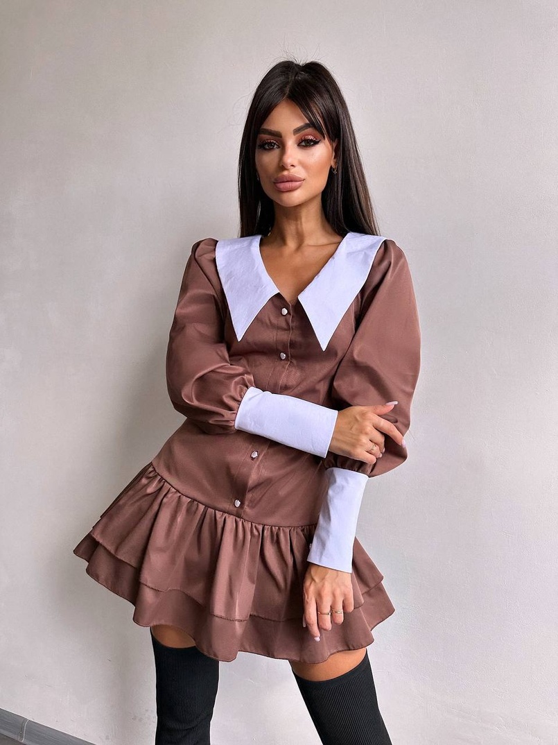 Котонова сукня з рюшами на гудзиках зі шнурівкою на спинці Котонова сукня з рюшами на гудзиках зі шнурівкою на спинці | PUSHKA SHOP