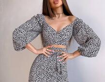 Комплект: топ із зав'язками на талії + спідниця міді з розрізом | PUSHKA SHOP