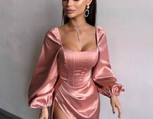 Атласний комплект: корсет + спідниця  максі з драпіруванням | PUSHKA SHOP