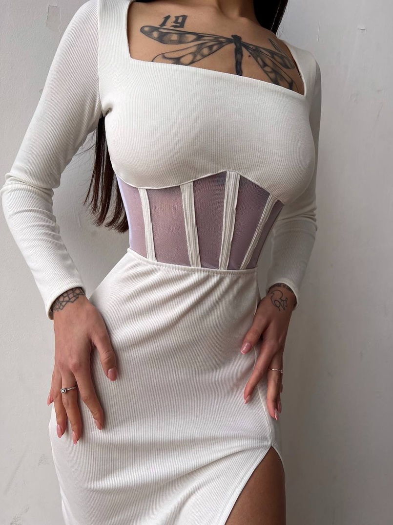 Сукня-міді  з елементами корсету   Сукня-міді  з елементами корсету   | PUSHKA SHOP