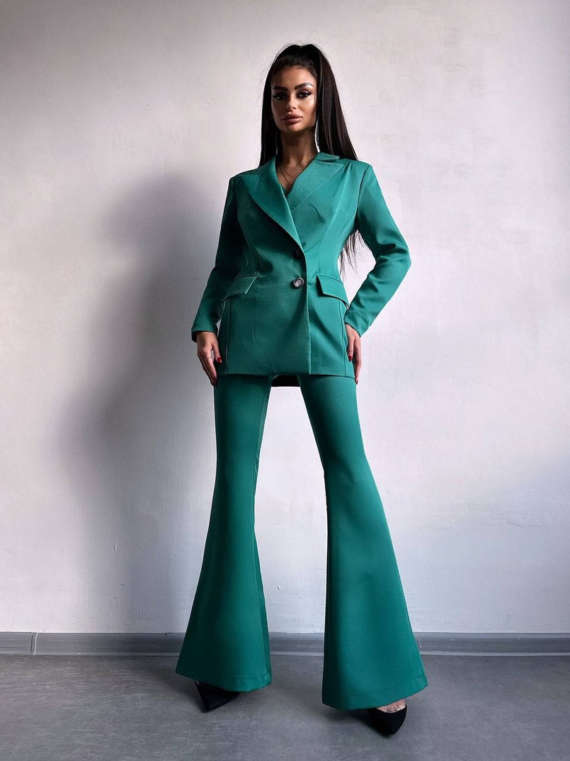 Костюм: піджак на підкладці, штани кльош+ жилет  Костюм: піджак на підкладці, штани кльош+ жилет  | PUSHKA SHOP