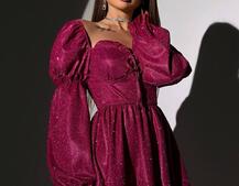 Блискуча сукня з чашечками та пишною спідницею Блискуча сукня з чашечками та пишною спідницею | PUSHKA SHOP