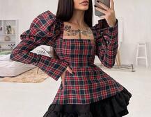 Сукня з об'ємними рукавами + спідниця з воланами Сукня з об'ємними рукавами + спідниця з воланами | PUSHKA SHOP