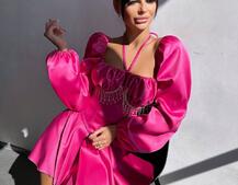 Сукня з корсетом, декорованим бахромою зі страз Ручна робота  Сукня з корсетом, декорованим бахромою зі страз Ручна робота  | PUSHKA SHOP