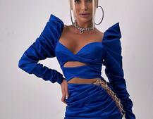 Сукня міні з драпіруванням, декорована стразами  Сукня міні з драпіруванням, декорована стразами  | PUSHKA SHOP