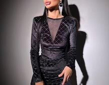 Сяюча оксамитова сукня міні з геометричним принтом Сяюча оксамитова сукня міні з геометричним принтом | PUSHKA SHOP