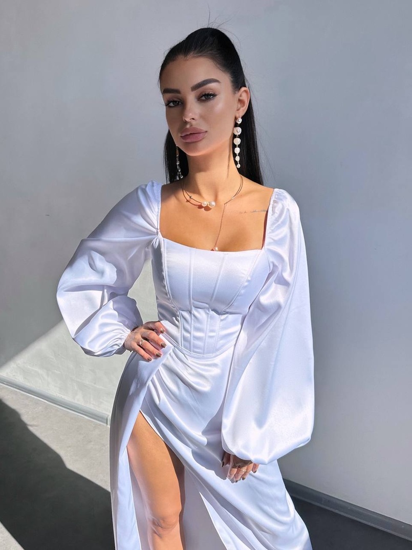 Атласний комплект: корсет + спідниця максі з драпіруванням Атласний комплект: корсет + спідниця максі з драпіруванням | PUSHKA SHOP