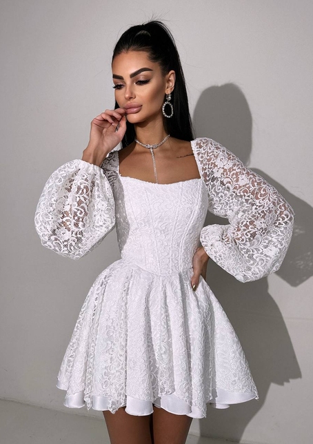 Мереживна сукня з корсетним верхом та пишною подвійною спідницею  | PUSHKA SHOP